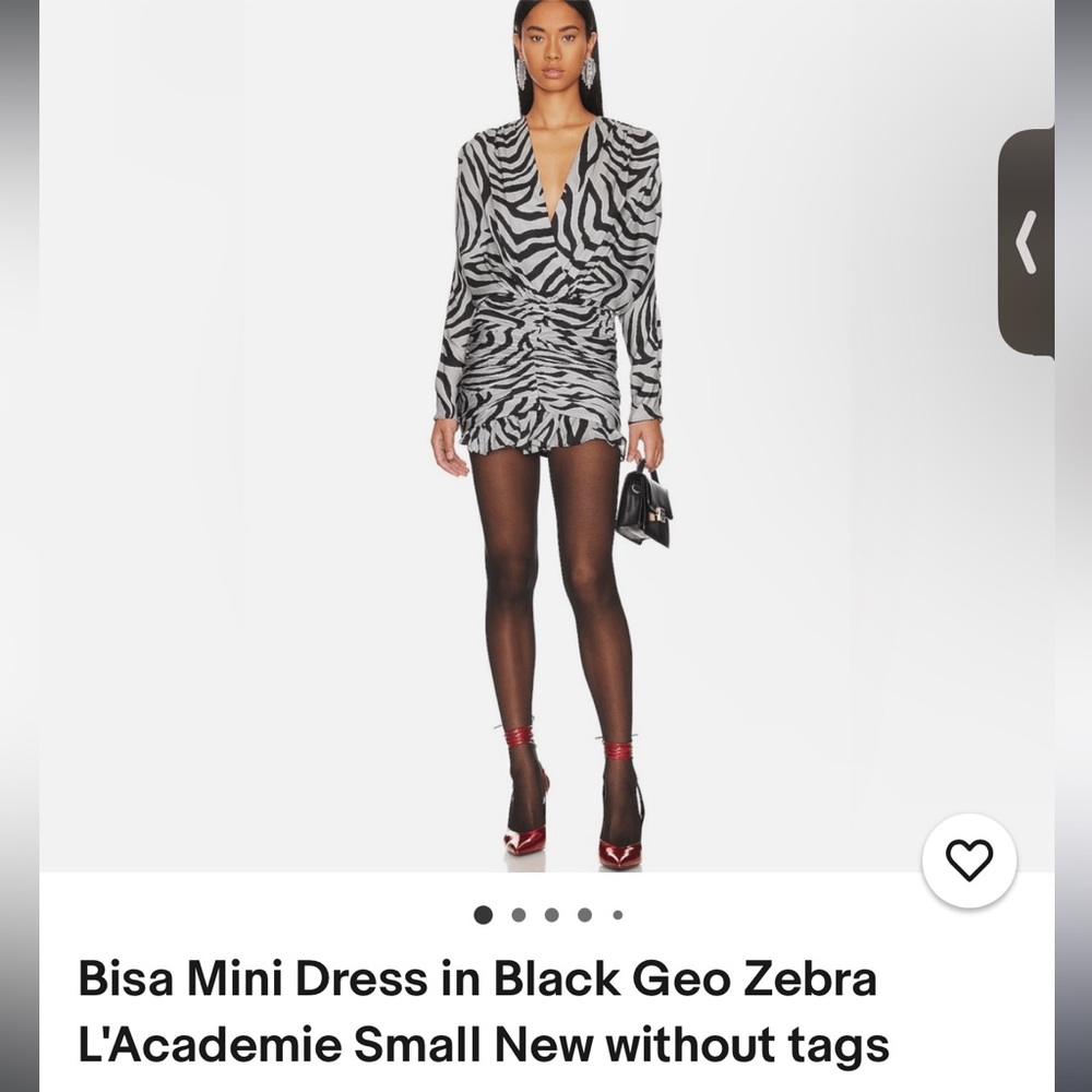 L'ACADEMIE Mini Dress in Black Geo Zebra SMALL